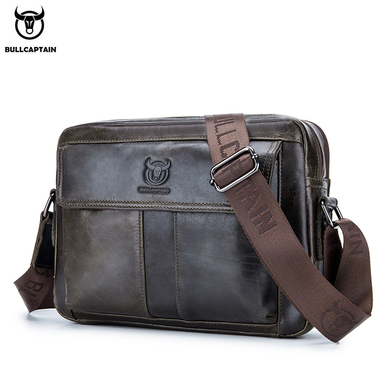 Leather Work Bag Men - BULLCAPTAIN Męska torba na ramię z
