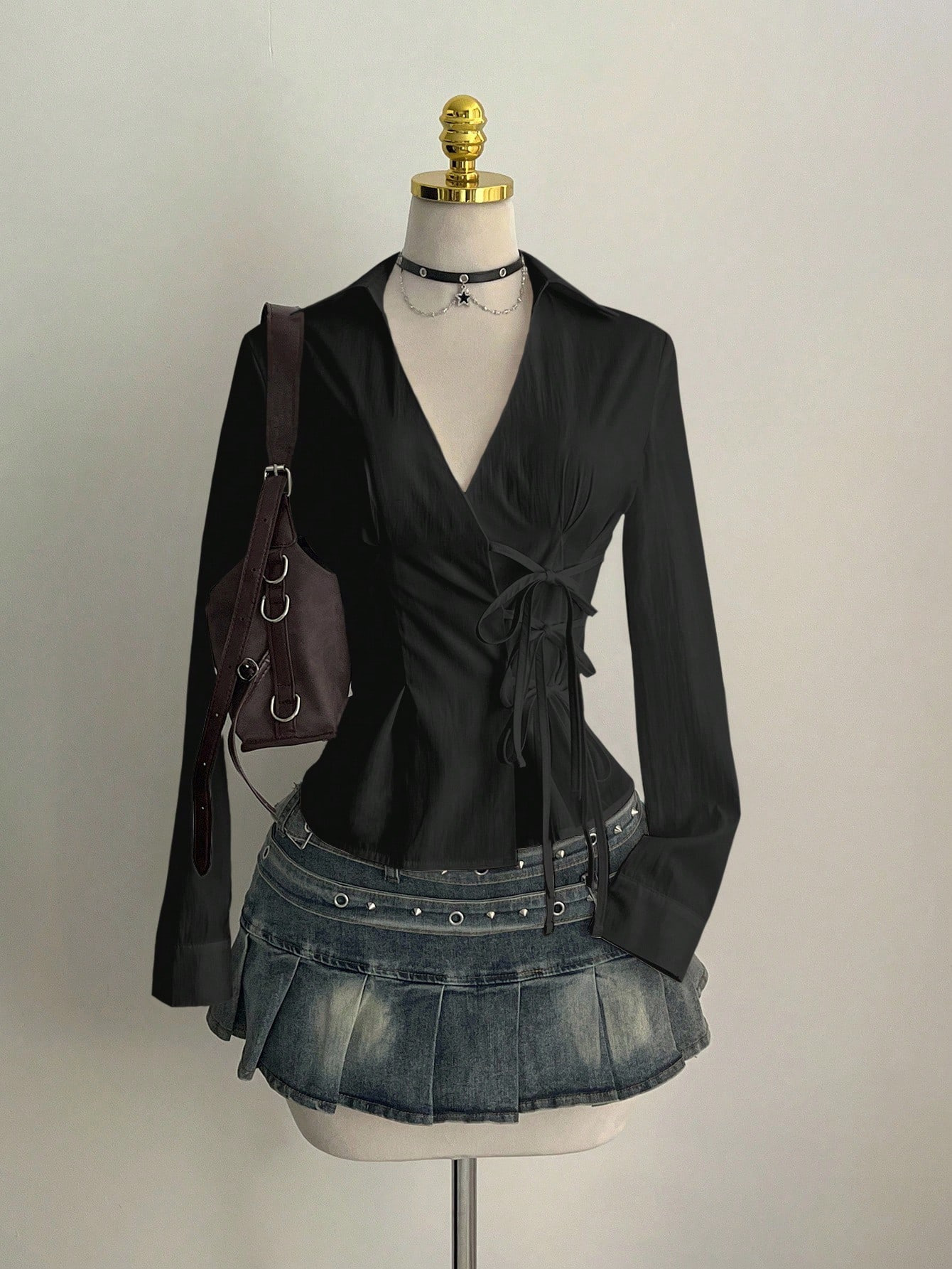 Unique Leather Work - Koszula damska Harajuku, unikalna estetyka, dopasowany