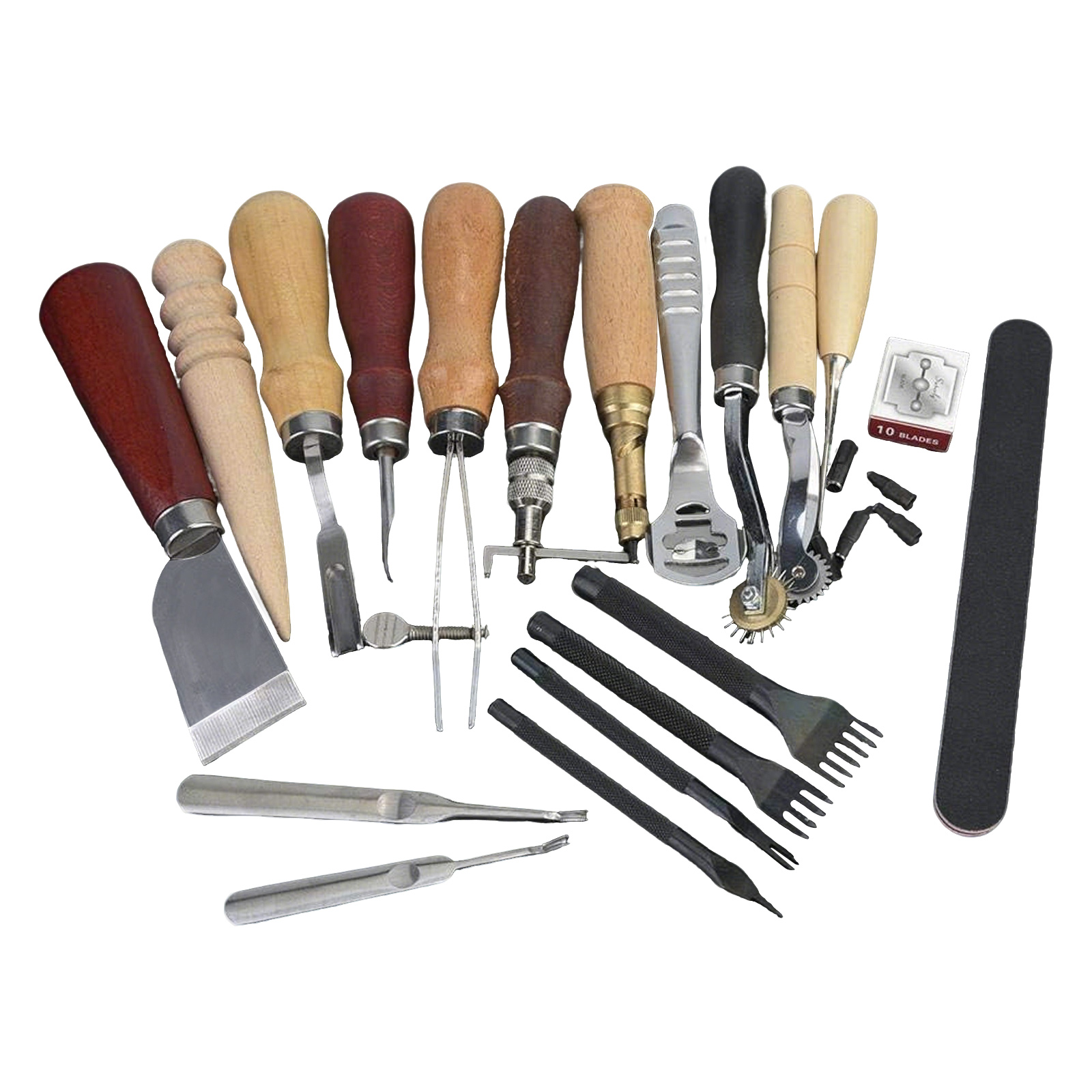Leatherwork Punching Tool - Narzędzia do skóry, 19-częściowy zestaw do