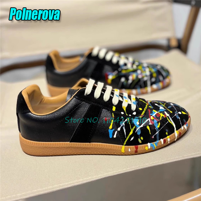 Leather Dye Finish - Letnie modne sneakersy casual męskie damskie