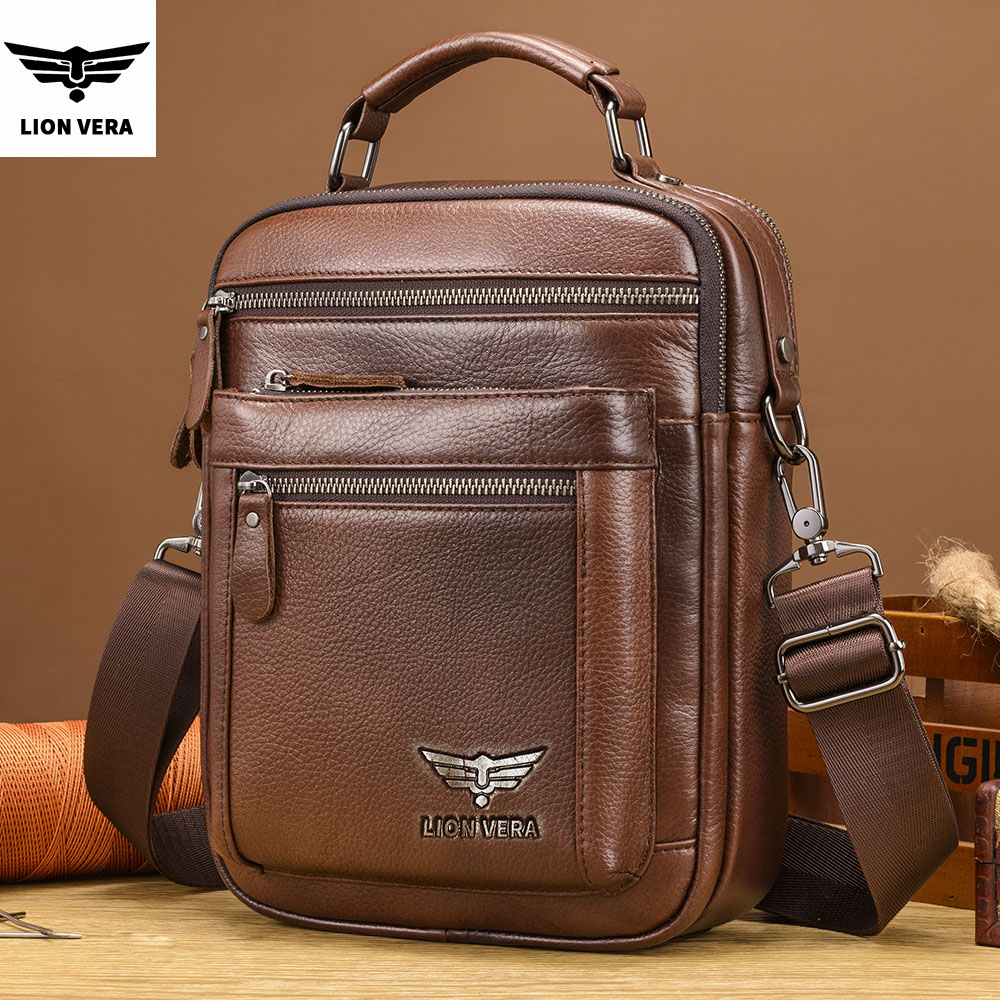 Leather Work Bag Men - Torba męska na ramię LION VERA,
